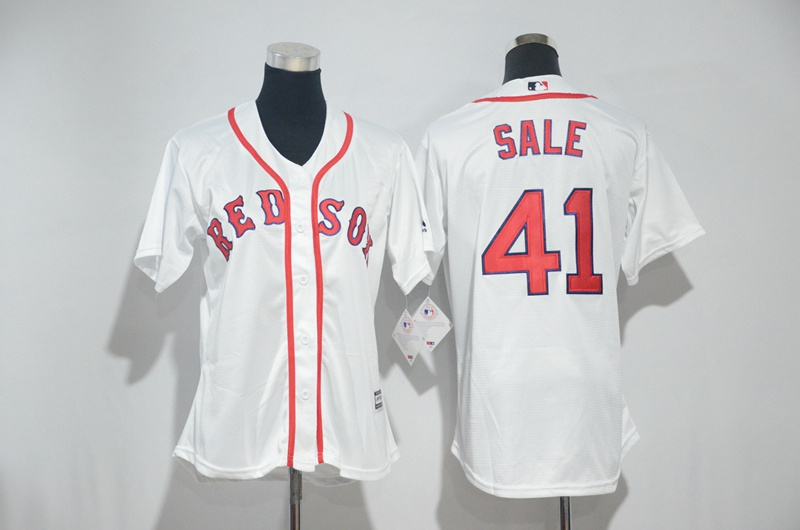 Womens 2017 MLB Boston Red Sox #41 Sale White Jerseys